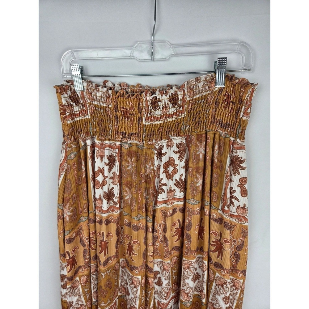 Three Bird Nest Wide Leg Pants XL Printed Smocked Waist Boho Paisley Palazzo NWT - Picture 4 of 14